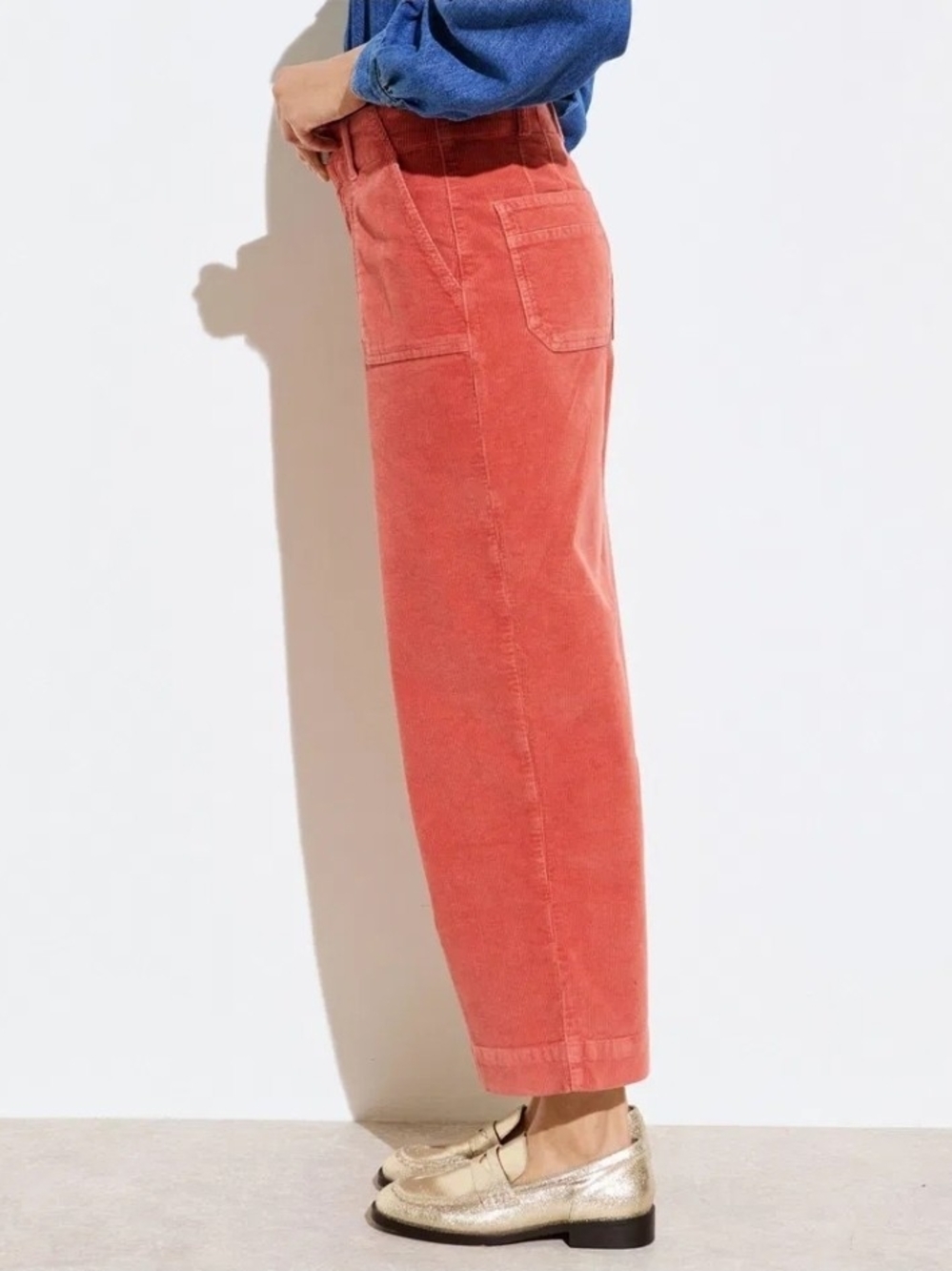 High-Rise Straight-Leg Pants in Coral